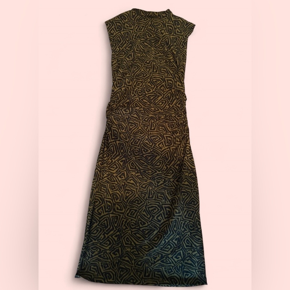 Proenza Schouler Green Black Abstract Stretch Bodycon Dress Mock Neck Size M - Picture 7 of 14